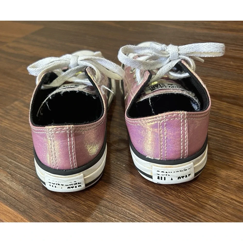 Converse Girls Size 1 Chuck Taylor All Star Iridescent Glitter Sneakers Pink